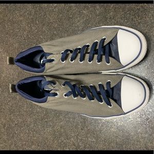 Converse Gray Canvas Navy Blue Collar Tongue Low Top